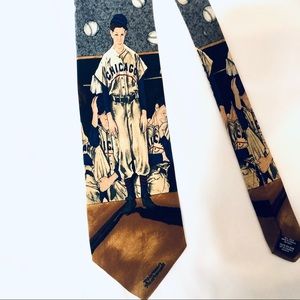 Norman Rockwell Baseball Necktie Silk Chicago Cubs